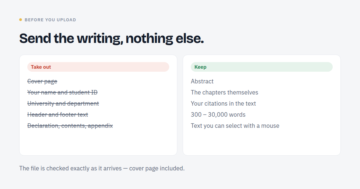 Two lists: what to take out of a file before checking it, and what to keep
